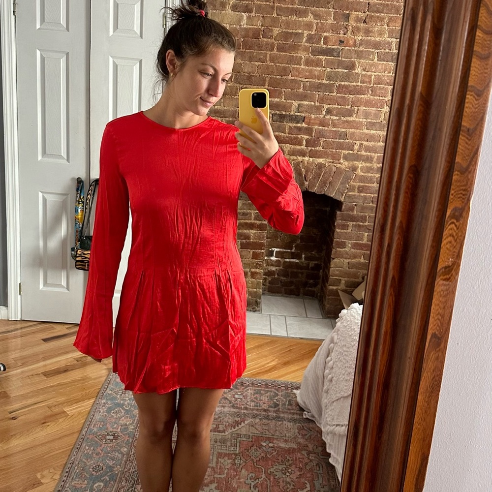 Something Navy X TB Satin Bell Sleeve Dress